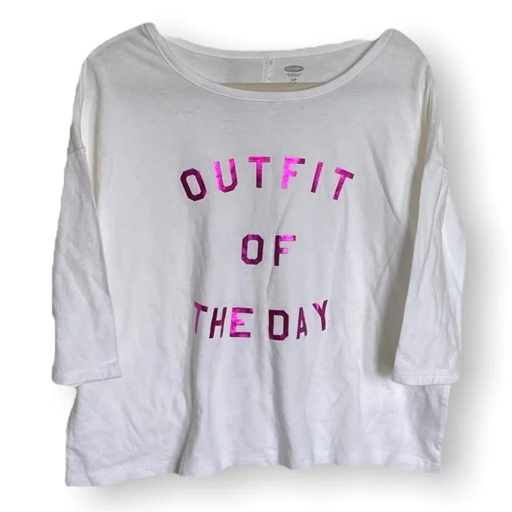 Old Navy Girls Top Size M 8 Drop Shoulder Fuchsia White Outfit of‎ the Day NEW